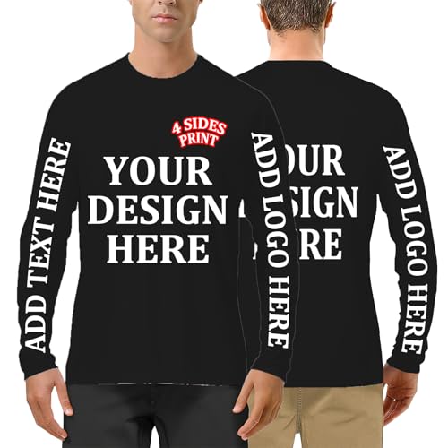 Custom Long Sleeve Shirt for Men Personalized Sun Protection T Shirts Design Image Text Logo Tee for Men Daily Life