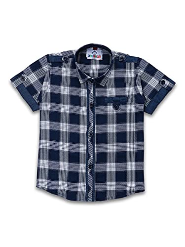 Image of Kids Short Sleeve Cotton Checkered Shirt Shorts Set For Boys