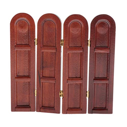 LEIPUPA 1/12 Dollhouse Retro Wooden Folding Screen Room Divider for Doll Life Scene Accs