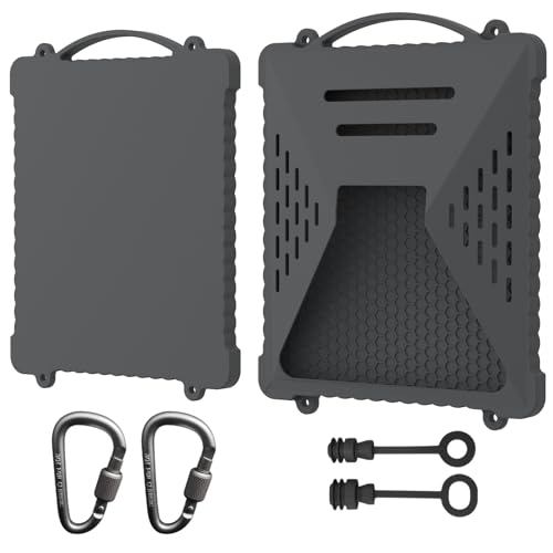 Acover Starlink Mini Protective Cover,Liquid Silicone Case for Starlink Mini Accessories Satellite Dish Waterproof & Anti-Scratch Cover with Handle & Hook Perfect for Outdoor Travel RV/Camping(Gery)