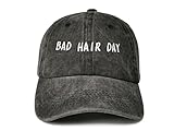 Enodtter Bad Hair Day Hat, Gifts for Men Women, Washed Black Adjustable Mom Baseball Cap, Soft Embroidered Cotton Snapback Dad Hat