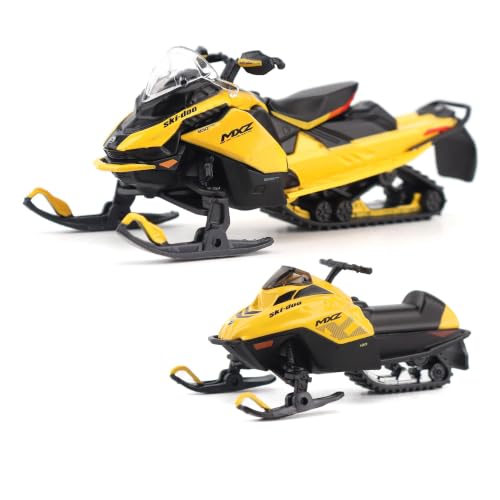 Diecast Masters BRP Bombardier Models 1:32 Scale Diecast Replica Ski-Doo MXZ Blizzard (Trail Segment) + MXZ 120cc (Kids Model) Neo Yellow | Item 60022