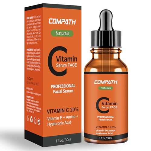 Vitamin C Serum Face, with Hyaluronic Acid, 20% Vitamin C,Vitamin E, Amino. Natural & Organic Serum, Restore&Boost Collagen, Anti Wrinkle, Firming, Dark Circle, 1Fl(Oz) (30ML)