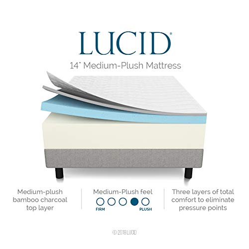 LUCID 14 Inch Memory Foam Bed Mattress Conventional, Queen, Medium Buy