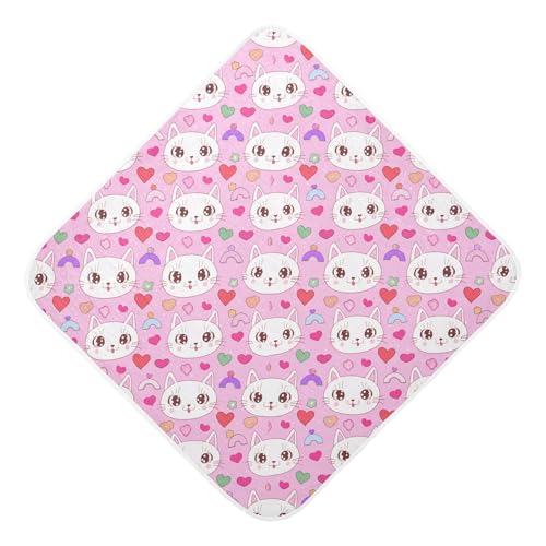 Msyxl Cat Faces Hooded Towel - Ultra Soft & Absorbent Muslin Cotton Bath Towel for Babies, Toddlers, Newborn - Boys & Girls Essential 30
