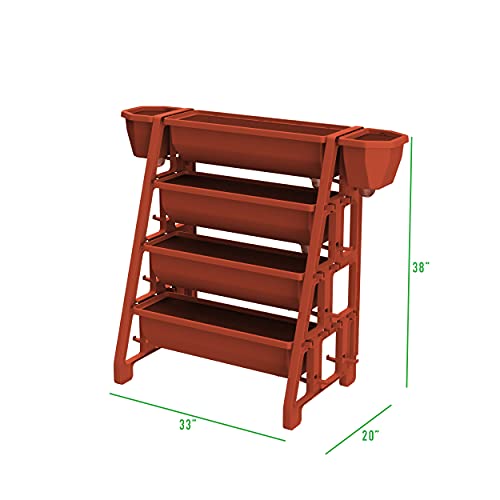 Mind Reader Vertical 4 Tier Garden Planter, Raised Stacking Garden, Space Saving Gardening Solution, Terracotta #TOP2