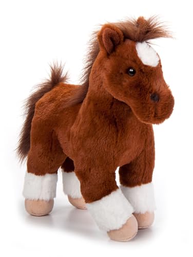 The Petting Zoo Standing Chestnut Horse Stuffed Animal Plushie, Gifts for Kids, Wild Onez Barnyard Animals, Brown Horse Plush Toy, 12 inches