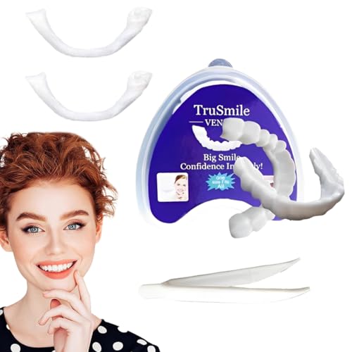 GGUFAY 1 Coppie Denti Finti Cosmetici, Faccette Denti Finti a Scatto Superiore e Inferiore,Faccette Denti, Istantanee Sorriso Dentiera, per Uomini e Donne Copertura di Denti Imperfetti