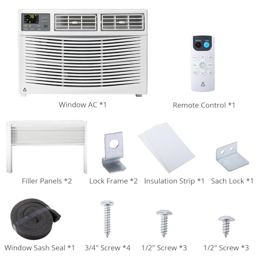 Image of 8,000 Btu Window Air Conditioner, Cools Up to 350 Sq. Ft with Cooling, 3 Fan Speed, Window-Mounted Room Ac Window Unit with Remote, Easy Install Kit for Home