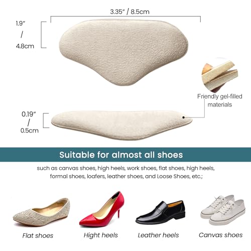 Image of Heel Pads for Shoes - 4 Pairs Foamed Cotton Heel Cushions Pads for Heel Slip and Blister, Comfortable Heel Grip for Pain Relief(Pale Apricot+Black)