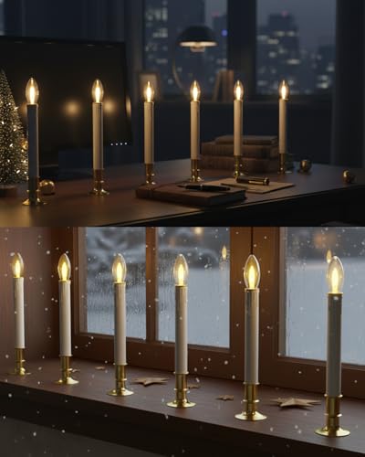 Decoración navideña para ventanas con velas LED a pilas SUNSGNE 6