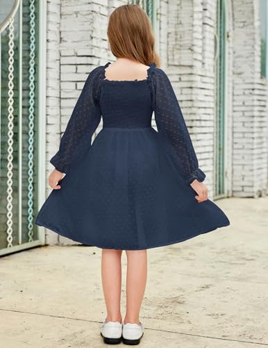 Image of Arshiner Girl Tulle Dress Winter Long Sleeve Teen Girls Party Casual Dresses 5-14Y