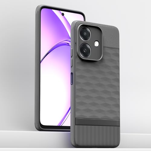 Image of Pikkme Back Cover for Realme C61 / Realme Narzo N61 Camera Protection 3D Hexa Cube Design Silicone Protective Bumper Case (Grey)