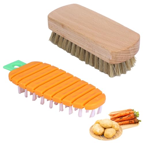 2PCS Funny Potato Scrubber Brush, Carrot Vegetable Brush Cleaner, Vegetable Scrubber for Veggie Potato Carrot Cucumber Fruits Corn Beets Roots Mushroom Scallop Hard Shells Fish Mussels for Food