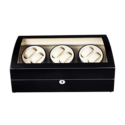 Preisvergleich Produktbild NBVCX Wohnaccessoires Uhrenwicklerboxen für Männer 6 Uhren Leichte Holzbatterieuhren Wickler Vitrine Aufbewahrungsbox Schwarz