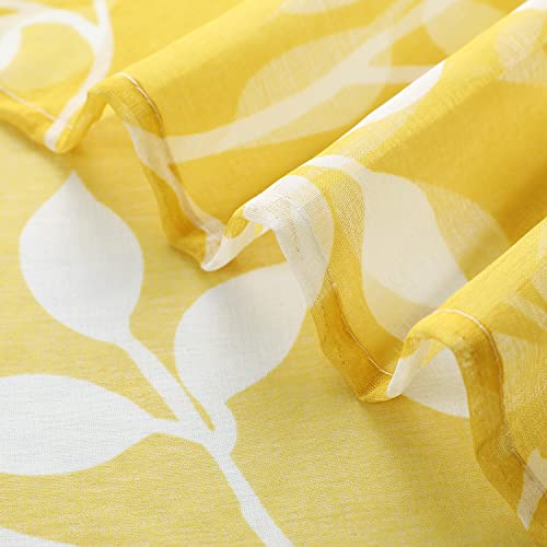 Image of XTMYI Yellow Cafe Kitchen Curtains 36 Inch Length,Floral Sunflower Decor Tier Curtains Sets for Windows,Bright Lemon Yellow and White
