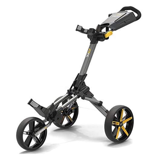 PowaKaddy Unisex Micra Push Cart Golf Trolley - Gun Metal/Yellow - One Size