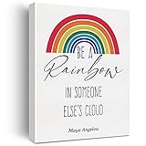 Inspirational Canvas Wall Art Motivational be Rainbow in Someone else's Cloud Canvas Print Positive Canvas Painting Wall Decor Framed Gift 12x15 Inch