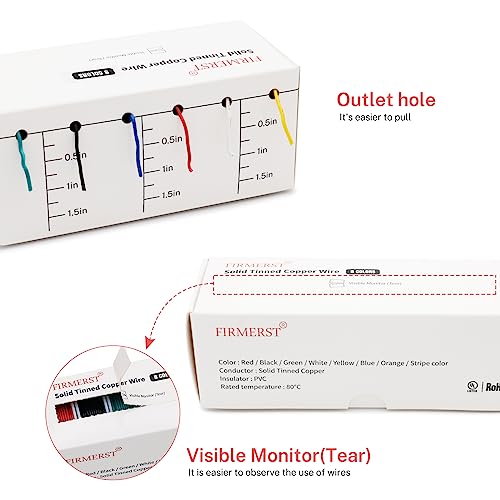 Image of FIRMERST 24 Gauge 40 Feet Solid Core Tinned Copper Hook up Wire Kit - 8 Colors