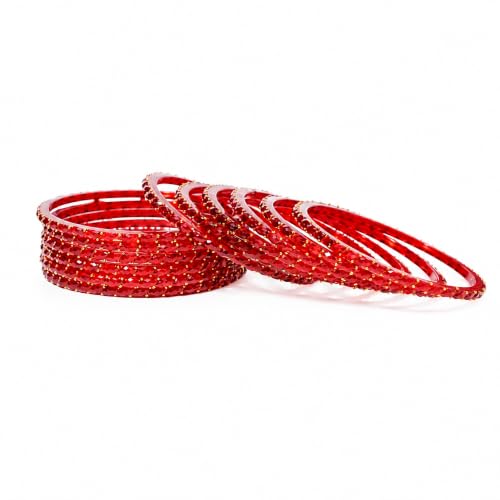 Image of Raindrop Crystal Glass Bangles, Pack of 12