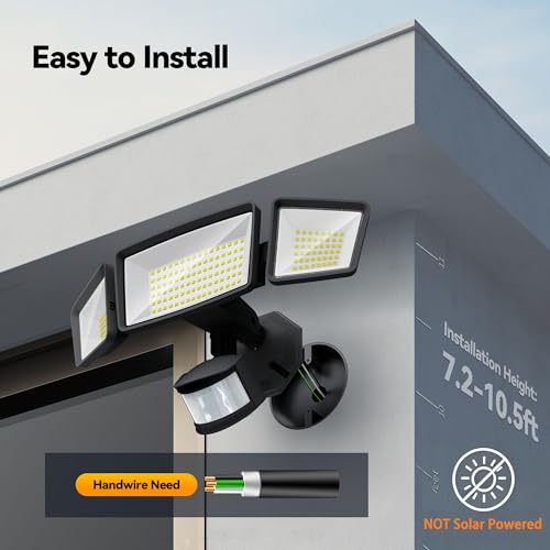 TECKNET Flood Security Motion Sensor Outdoor Lights, 4200LM 150LEDS Lights Outdoor with Wireless Remote Control, IP66 Waterproof - 1 Pack, Black