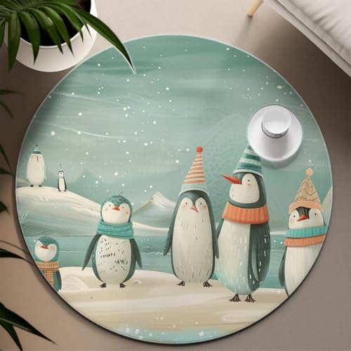 Petite moquette ronde Penguin 60cm pour entrée et buanderie