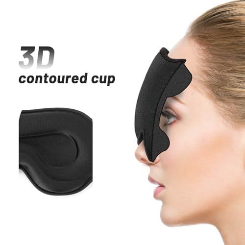 Sleep Eye Mask for Men Women, Lash Extensions 3D Sleeping Mask, Travel Blackout Night Blindfold Eye Shade Cover with Adjustable Strap (Black) - Image 5