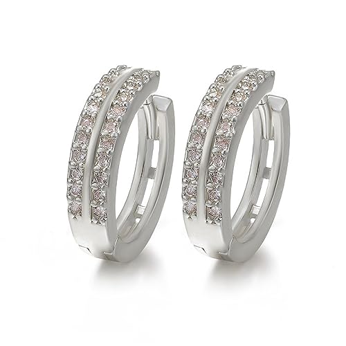 Boucle d'oreille double rangée micro incrustée pour un clip minimaliste - 3