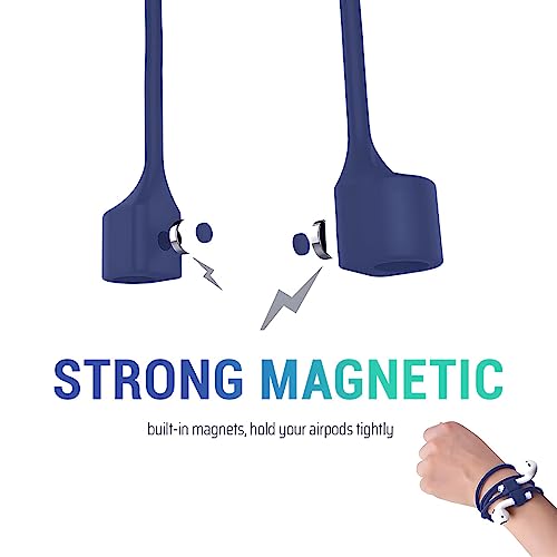 Image of LIRAMARK Magnetic Anti-Lost Strap Silicone Rope Wire Cable Connector String for AirPods Pro /Aipods Pro 2 / Airpods 1,2&3 / Earbuds (Midnight Blue)