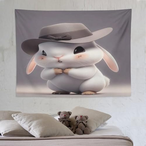 Tenture en tissu mural lapin, décoration murale suspendue pour maison 150x200