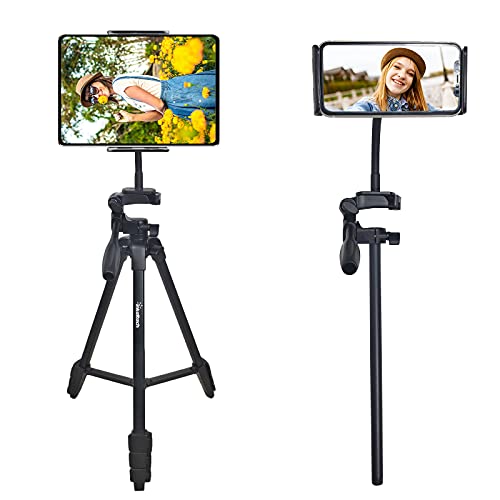 Inkeltech Phone Tripod - 50â€ Extendable Lightweight Tripod Stand, Selfie Stick & Phone Tripod 2 in 1, Portable Travel Tripod with Cellphone/Tablet Holder, Compatible with Cellphone & Camera
