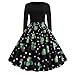 Produktbild Auiyut Damen Weihnachten Langarm Kleid mit Gürtel Elegante Abendkleid Christmas Dress Schaukel Kleid Frauen Weihnachtskleid Gepunkte Retro Cocktailkleid Vintage Kleider