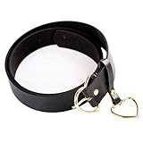 HOMSPE Gürtel mit Herz-Ring-Schnalle, verstellbarer PU-Ledergürtel mit herzförmiger Metallschnalle, breiter schwarzer Bund