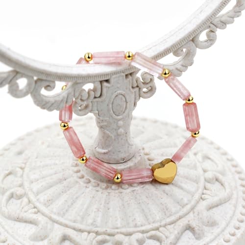 Image of Cuboid Love Elastic Bracelet, Crystal Energy Stone Anxiety Relief Yoga Jewelry for Women Male (Heart-shaped Charm Can Be Customized Name)
