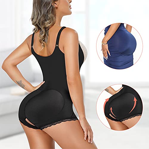 Eleady Women's Latex Waist Trainer Bodysuit Tummy Control Shapewear Full Body Shaper Open Bust Corset (Black Slimmer Shaper, Medium) #TOP3