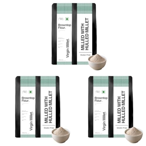 Image of TWF Browntop Flour | 1kg | Stone Ground | Not Pulverized | Naturally Gluten-Free | Virgin - Nutrient Rich (Pack of 3)