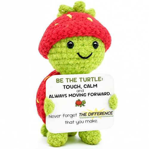 THEGIFTY Strawberry Turtle Crochet Cute Crochet Back to School Gift for Kids  Be The Turtle Positive Crochet Animals Turtle Stuffed Animal Employee Appreciation Gifts Positive Turtle