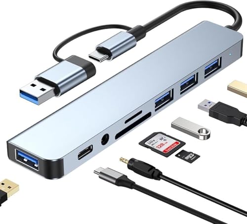 USB C & USB Hub 8-in-2 with USB 4.0, USB-C Ports for PC/Laptops/MacBook Pro/Air/iMac/iPad and More Devices