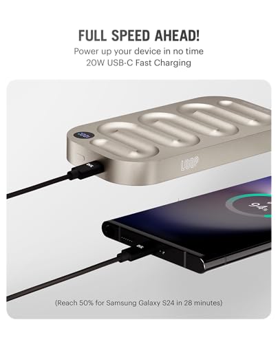 Image of DailyObjects Loop 10000 mAh Universal Aluminium Power Bank - Titanium | Multi-Layer chipset for Safety | Compatible with iPhone 16, 15,14,13,12 Series, Samsung, One Plus Smartphones