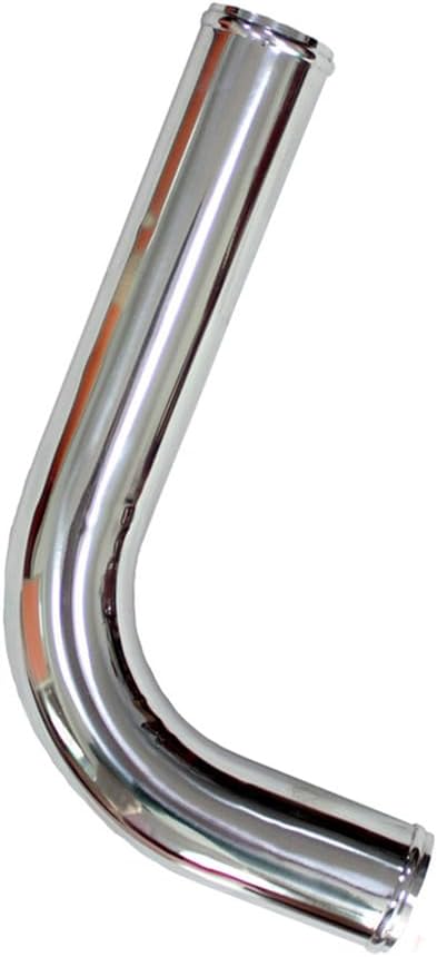 2.5" (63mm) OD L-Bend 90 Degree Aluminum Elbow Piping with Beaded Ends, for Intercooler & Intake, 19.7" (500mm) Long, Brushed Finish