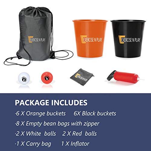 Ep Exercise N Play Backyards Pong Games | Giant Yard Pong Bucket Yard Pong Game Set With 12 Buckets | Toss Game For Family And Friends (Black/Orange) #TOP6
