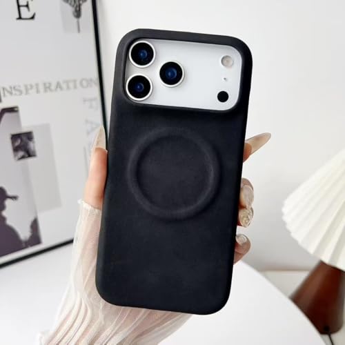 Coque iPhone 13 magnétique en cuir PU noir style jean avec demi-cadre