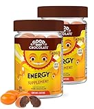 Good Day Chocolate Energy Supplements for Adults [2 Pack] Fair Trade Caffeine Chocolate with B-Vitamins, Green Tea Extracts and 20 mg Caffeine Per Piece - Energy Booster for Women and Men