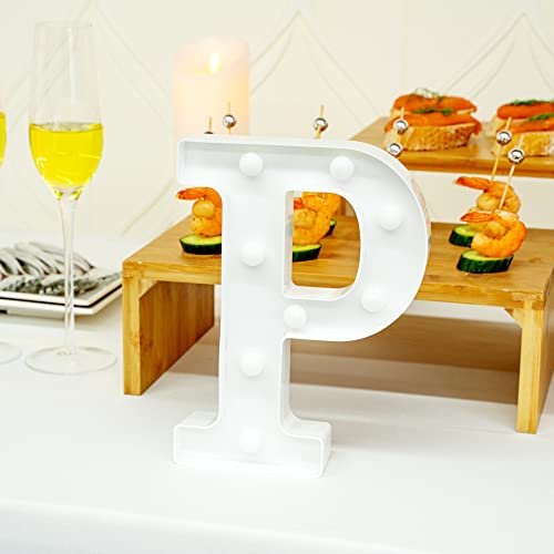 Image of Restaurantware-Illumify 5.8 x 1.2 x 8.7 Inch Light Up Letter, 1 Durable Marquee LED Light - Letter P, Touchproof, White Plastic Party Light, Keyhole Slot, For Parties, Weddings, Or Special Events