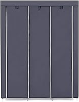 Vista 59 de 67" Portable Wardrobe Closet, Wardrobe Closet for Hanging Clothes with 2 Hanging Rods, 12 Clothes Storage Organizer Shelves, Non-Woven Fabric Grey
