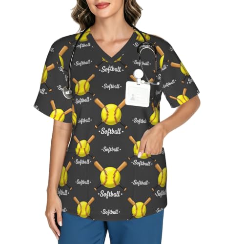 Supdreamc Women's Medical Workwear Scrub Top V Neck Short Sleeve Tunic