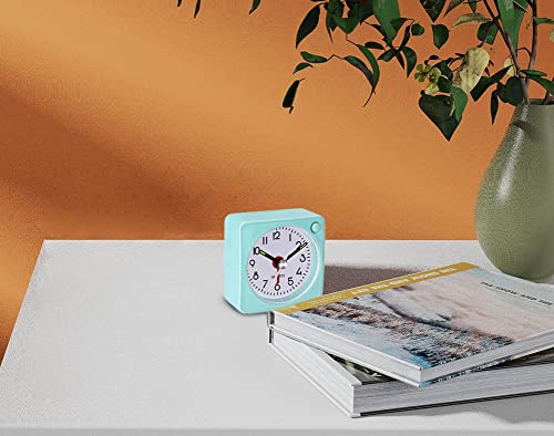 Jisile Travel Analog Alarm Clock, 2.25 Inch, Ultra Small Clock With Snooze And Light Function, Super Silent Non Ticking, Battery Operated, Easy Setting #TOP1
