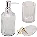 G Decor - Set di 3 moderni accessori da bagno in vetro pressato, include dispenser per sapone liquido o lozione, portaspazzolino, portasapone (trasparente)