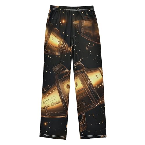 ZZXXB Space Airship Pattern Boys Long Pants Soft Trousers Elastic Waist Kids Lounge Bottoms with Pockets S-XL