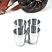 Ymiko Stainless Steel Coffee Mug, 30ml Cup Set Stainless Steel Coffee Cup Thermal Mug with Leather Bag for all your favorite beverages (4Pcs)